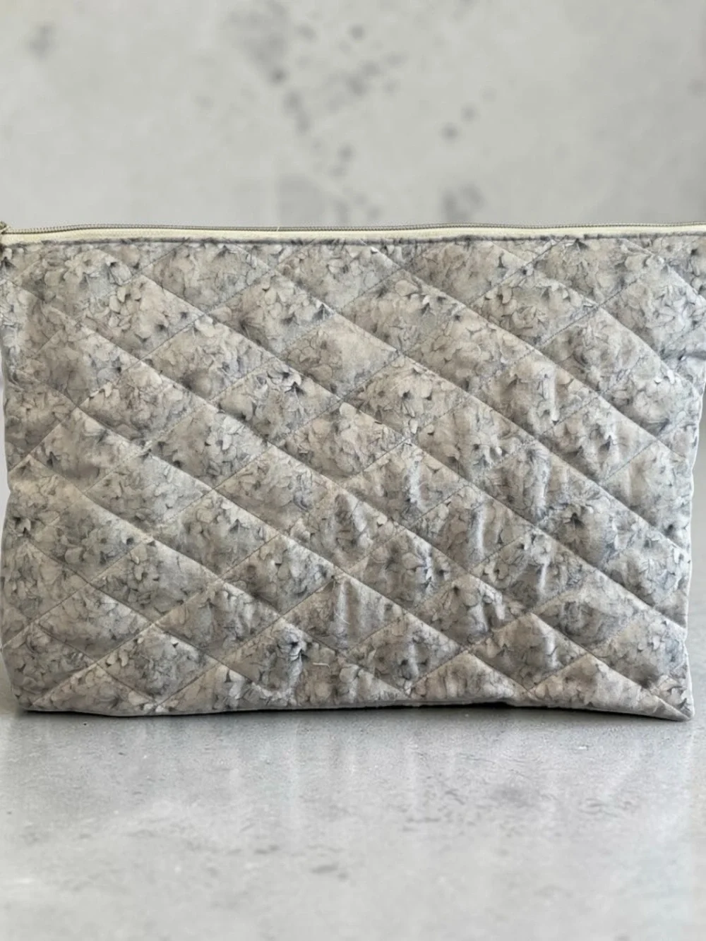 Hand Crafted Quilted Gray Floral Laptop Pouch